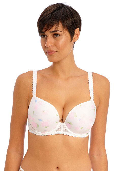 Daisy Lace Padded Half Cup Bra - Noir