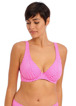 Biustonosz kąpielowy Freya JEWEL COVE AS7230SRA Uw High Apex Bikini Top Stripe Raspberry
