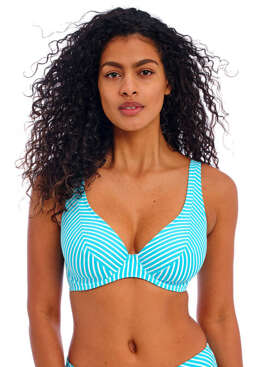 Biustonosz kąpielowy Freya JEWEL COVE AS7230TUR Uw High Apex Bikini Top Stripe Turquoise