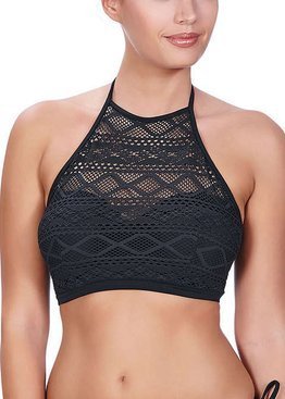 Biustonosz kąpielowy Freya SUNDANCE AS3973BLK Uw Padded Hi-neck Crop Top Black