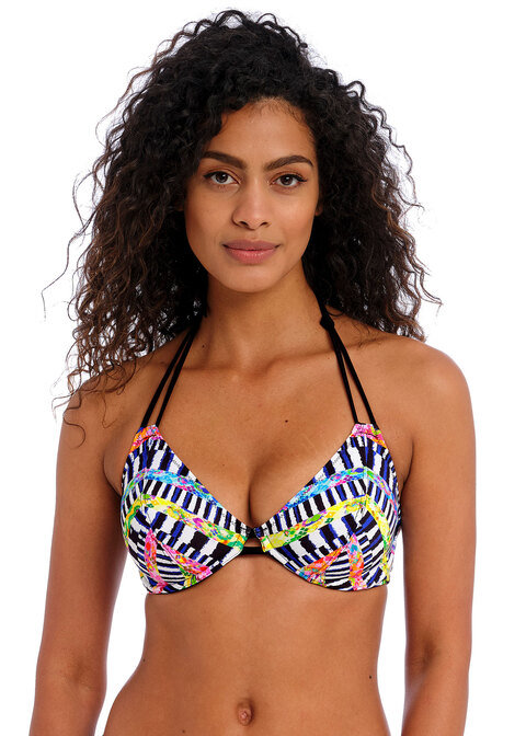 KOMPLET - Biustonosz kąpielowy Freya Swim ELECTRO RAVE Multi AS204204MUI Uw Halter Bikini Top + AS204270MUI Bikini Brief (30D + S)