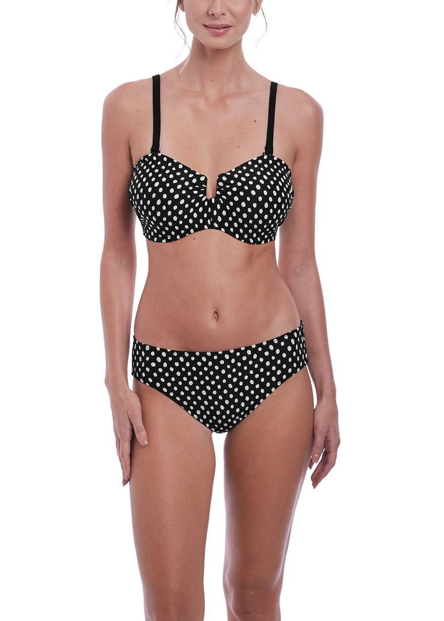 KOMPLET - Strój kąpielowy dwuczęściowy Fantasie Swim SANTA MONICA Black & White - wybierz fasony i rozmiary (30F, 30FF, 32DD, 36DD)