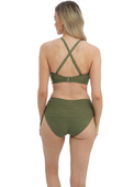 KOMPLET - Biustonosz kąpielowy Fantasie Swim BEACH WAVES FS502210OLE (30F) Uw Bandeau Bikini Top + FS502274OLE Adjustable Leg Bikini Short (M) Olive