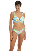 KOMPLET - Biustonosz kąpielowy Freya Swim SUMMER REEF AS204827AQA Uw Plunge Bikini Top Aqua (32FF) + majtki wiązane