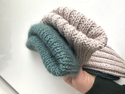 Ręcznie robiona czapka beanie AUREA 100% Baby Merino plus moher i jedwab 02 Czarny