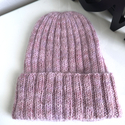 Ręcznie robiona czapka beanie AUREA 100% Ręcznie farbowana Baby Merino plus moher i jedwab Magnolie - edycja limitowana