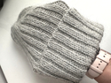 Ręcznie robiona czapka beanie MIRA 100% Merino plus moher i jedwab 05 Jasny Szary