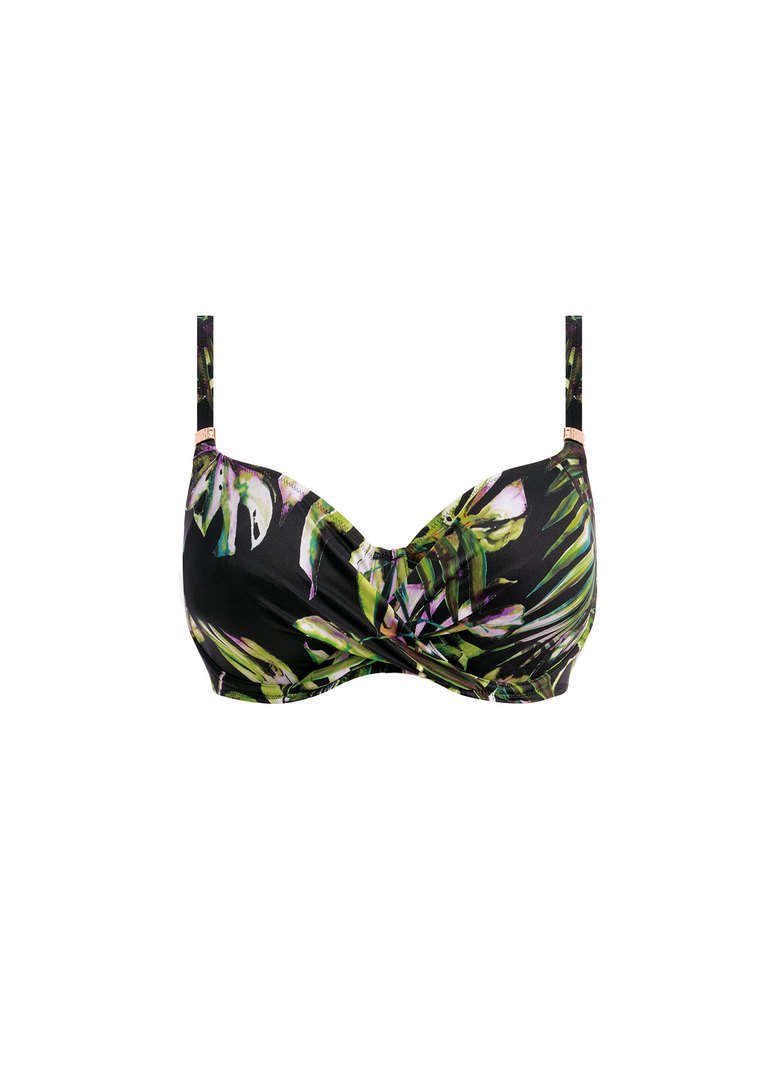 Biustonosz kąpielowy Fantasie Swim PALM VALLEY FS6760BLK Uw Wrap Front Full Cup Bikini Top Black