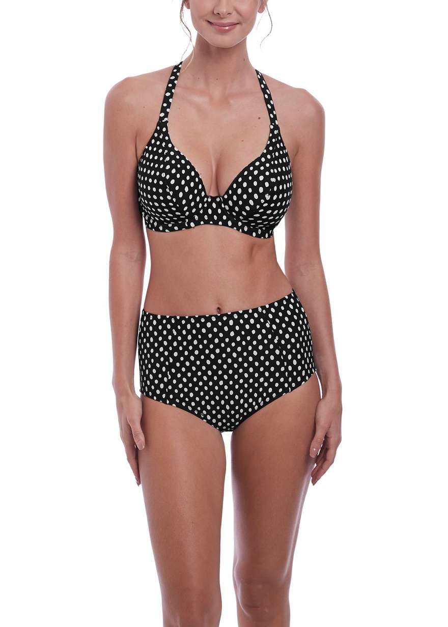 Biustonosz kąpielowy Fantasie Swim SANTA MONICA FS6722BLI Uw Plunge Bikini Top Black & White