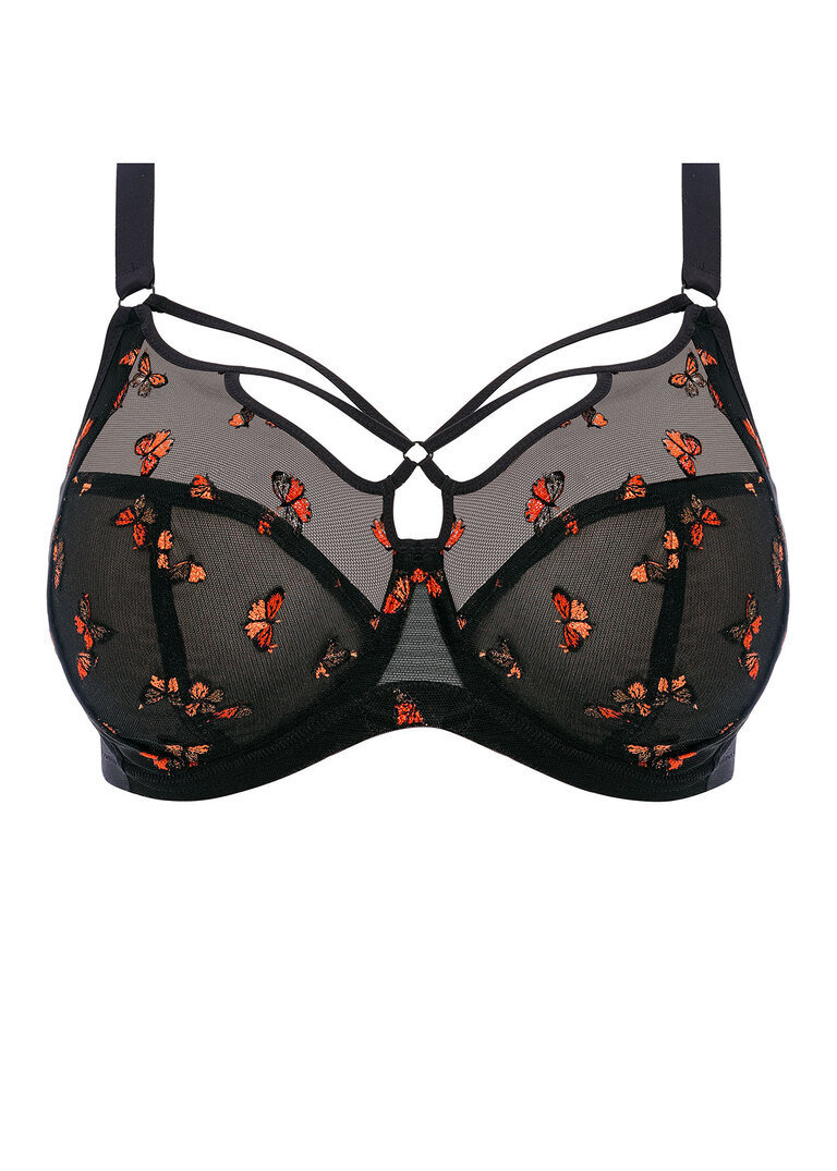 Biustonosz z paskami Elomi SACHI EL4353BFL Uw Plunge Bra Black Butterfly