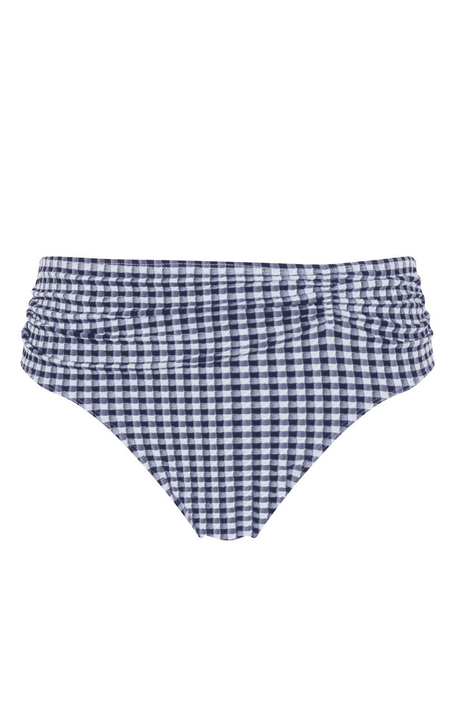 Figi kąpielowe Panache Swim GINGHAM SW1729 Midi Gathered Bikini Bottoms Navy Gingham