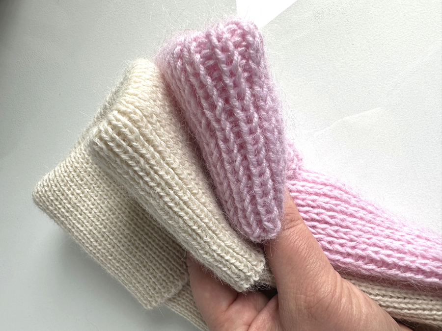 Ręcznie robiona czapka beanie AUREA 100% Baby Merino plus moher i jedwab 05/03 Jasny Róż