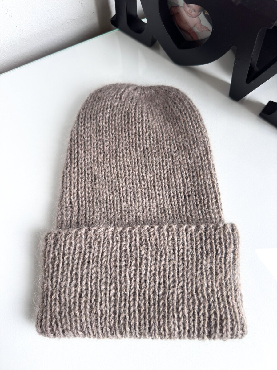 Ręcznie robiona czapka beanie AUREA 100% Baby Merino plus moher i jedwab 59/41 Pszeniczny