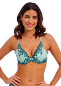 Biustonosz Wacoal EMBRACE LACE WA853291996 Plunge Underwire Bra Eggshell Blue / Brittany Blue