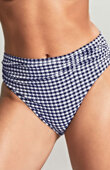 Figi kąpielowe Panache Swim GINGHAM SW1729 Midi Gathered Bikini Bottoms Navy Gingham