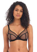 KOMPLET - Freya SNAPSHOT AA400921NOR Uw High Apex Plunge Bra Noir + stringi (28DD, 30F,  30FF, 32F, 32FF, 34FF)