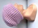 Ręcznie robiona czapka beanie AUREA 100% Baby Merino plus moher i jedwab 05/03 Jasny Róż