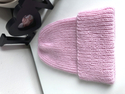 Ręcznie robiona czapka beanie AUREA 100% Baby Merino plus moher i jedwab 05/03 Jasny Róż