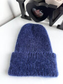 Ręcznie robiona czapka beanie AUREA 100% Baby Merino plus moher i jedwab 13/28 Granatowy