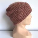 Ręcznie robiona czapka beanie AUREA 100% Baby Merino plus moher i jedwab 48/33 Blush