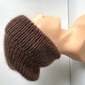 Ręcznie robiona czapka beanie AUREA 100% Baby Merino plus moher i jedwab 52/35 czekolada