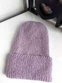 Ręcznie robiona czapka beanie AUREA 100% Baby Merino plus moher i jedwab 59/41 Pszeniczny