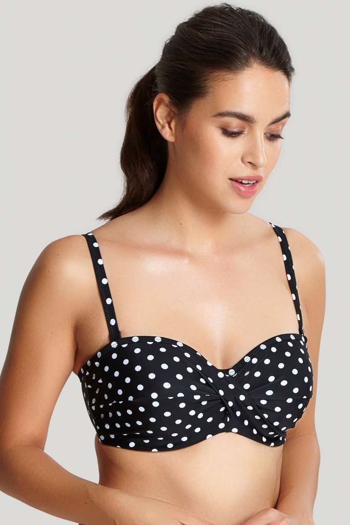 KOMPLET - Strój kąpielowy Panache Swim ANYA SPOT Black/White SW1013 Bandeau Bikini + figi kąpielowe SW1019 Gather Pant (30E)