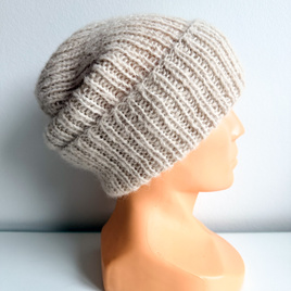 Ręcznie robiona czapka damska MORGANA Alpaka z Jedwabiem 9036/40 Marcepan