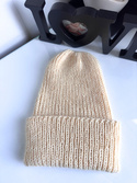 Ręcznie robiona czapka beanie AUREA 100% Baby Merino plus moher i jedwab 03/29 Wanilia