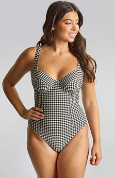 Strój kąpielowy jednoczęściowy Panache GINGHAM SW1720A Paloma Balcony Swimsuit Black Gingham