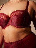 KOMPLET - Sculptresse by Panache CHI CHI Red Animal Balconnet 7695 + Brief 7692 (34F + M)