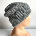 Ręcznie robiona czapka beanie AUREA 100% Baby Merino plus moher i jedwab 50/10 Zielona Szałwia