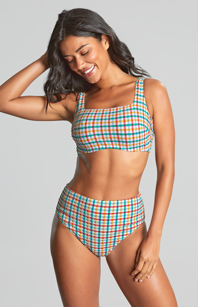 Figi kąpielowe Panache Swim SEERSUCKER SW1755A High Waist Bikini Bottoms Idol Seersucker Multi