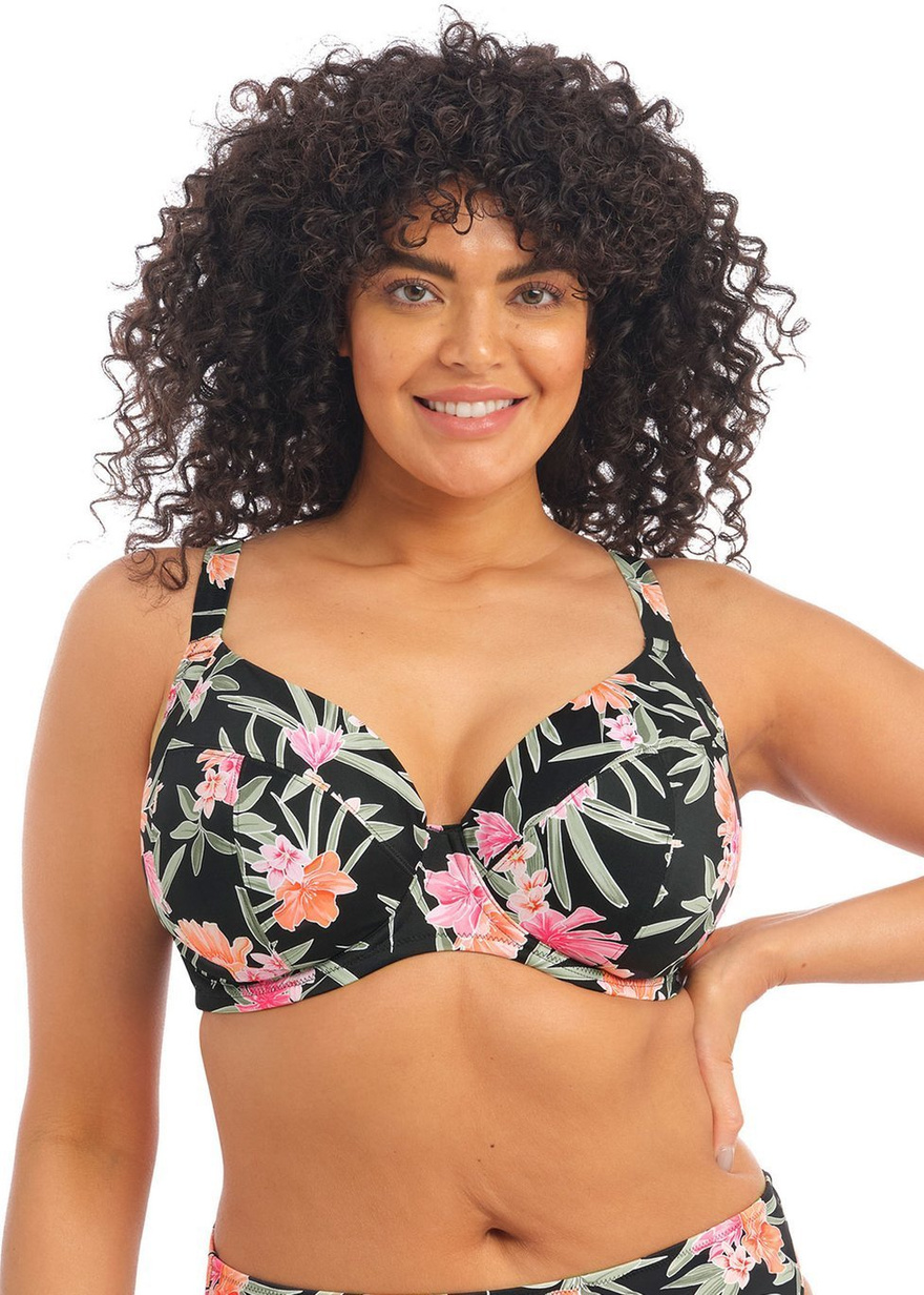 Biustonosz kąpielowy Elomi Swim DARK TROPICS ES800102BLK Uw Plunge Bikini Top Black