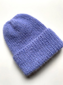 Ręcznie robiona czapka beanie AUREA 100% Baby Merino plus moher i jedwab 25/11 Lawenda