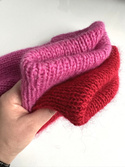 Ręcznie robiona czapka beanie AUREA 100% Baby Merino plus moher i jedwab 16/14 Czerwony