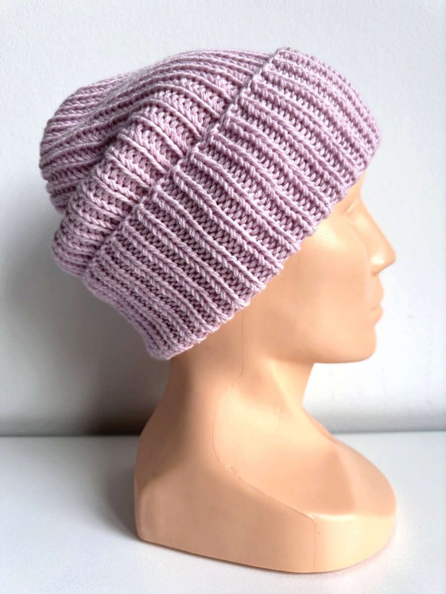 Czapka wywijana NANA 100% Baby Merino 54 Pudrowy Róż