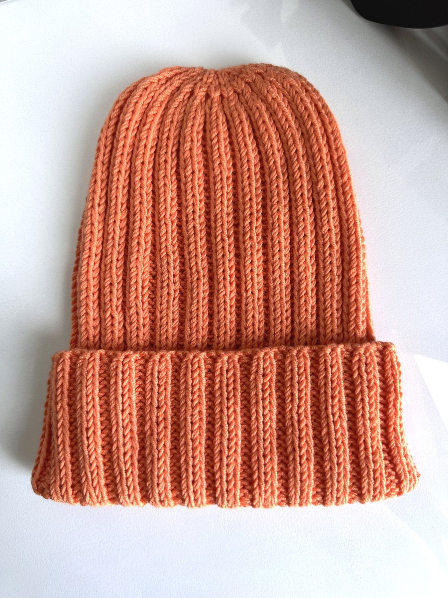 Wywijana czapka merino HELLI 100% Baby Merino 36 Pomarańczowy