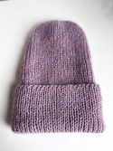 Ręcznie robiona czapka beanie AUREA 100% Baby Merino plus moher i jedwab 59/41 Pszeniczny