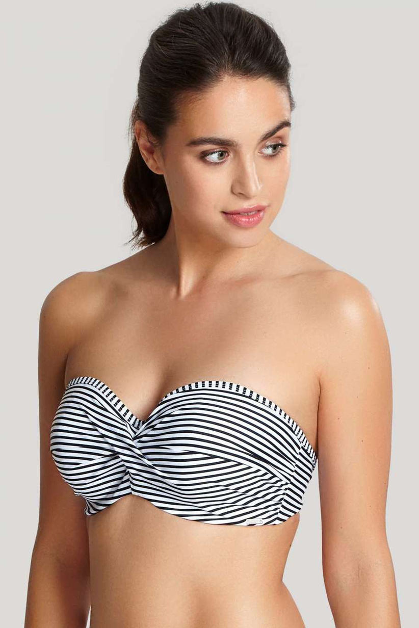 Biustonosz kąpielowy Panache Swim ANYA STRIPE SW0893 Bandeau Bikini Black/White