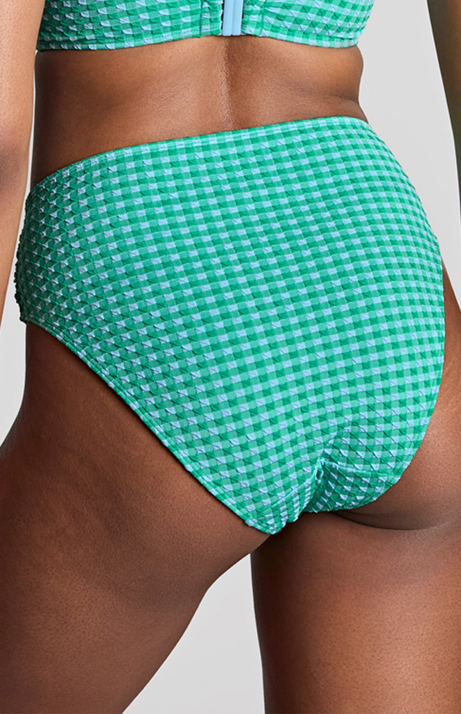 Figi kąpielowe Panache Swim GINGHAM SW1729 Midi Gathered Bikini Bottoms Green Gingham