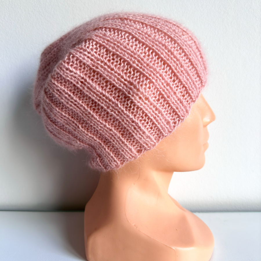 Ręcznie robiona Czapka MARGARET 100% Alpaka plus nitka moher z jedwabiem 9033/53 Lody Truskawkowe