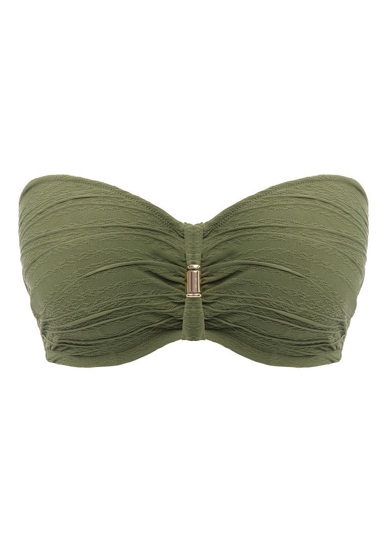 KOMPLET - Biustonosz kąpielowy Fantasie Swim BEACH WAVES FS502210OLE (30F) Uw Bandeau Bikini Top + FS502274OLE Adjustable Leg Bikini Short (M) Olive