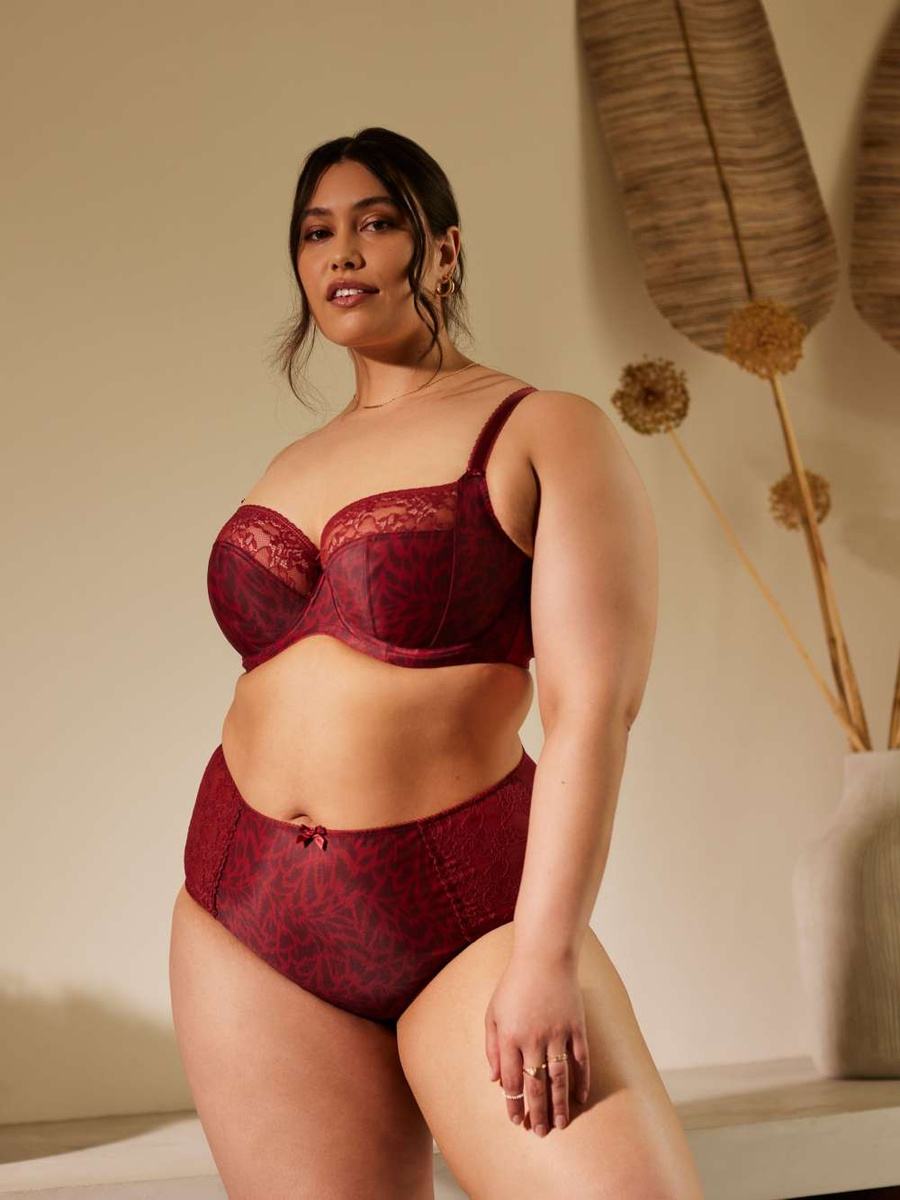 KOMPLET - Sculptresse by Panache CHI CHI Red Animal Balconnet 7695 + Brief 7692