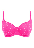 KOMPLET - Biustonosz kąpielowy Freya JEWEL COVE AS7231RAY Uw Sweetheart Bikini Top Raspberry (30DD) + majtki klasyczne S