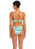 KOMPLET - Biustonosz kąpielowy Freya Swim SUMMER REEF AS204827AQA Uw Plunge Bikini Top Aqua (32FF) + majtki wiązane