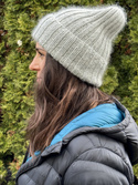 Ręcznie robiona czapka beanie MIRA 100% Merino plus moher i jedwab 05 Jasny Szary