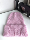 Ręcznie robiona czapka beanie AUREA 100% Baby Merino plus moher i jedwab 05/03 Jasny Róż