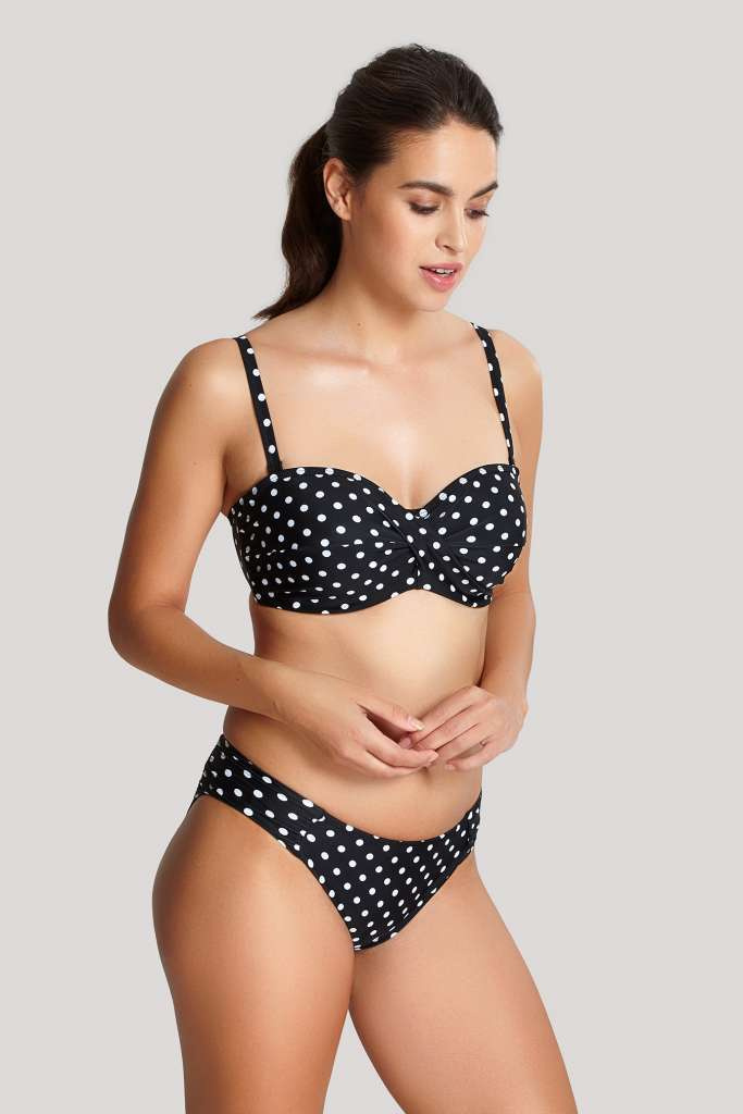 KOMPLET - Strój kąpielowy Panache Swim ANYA SPOT Black/White SW1013 Bandeau Bikini + figi kąpielowe SW1019 Gather Pant (30E)