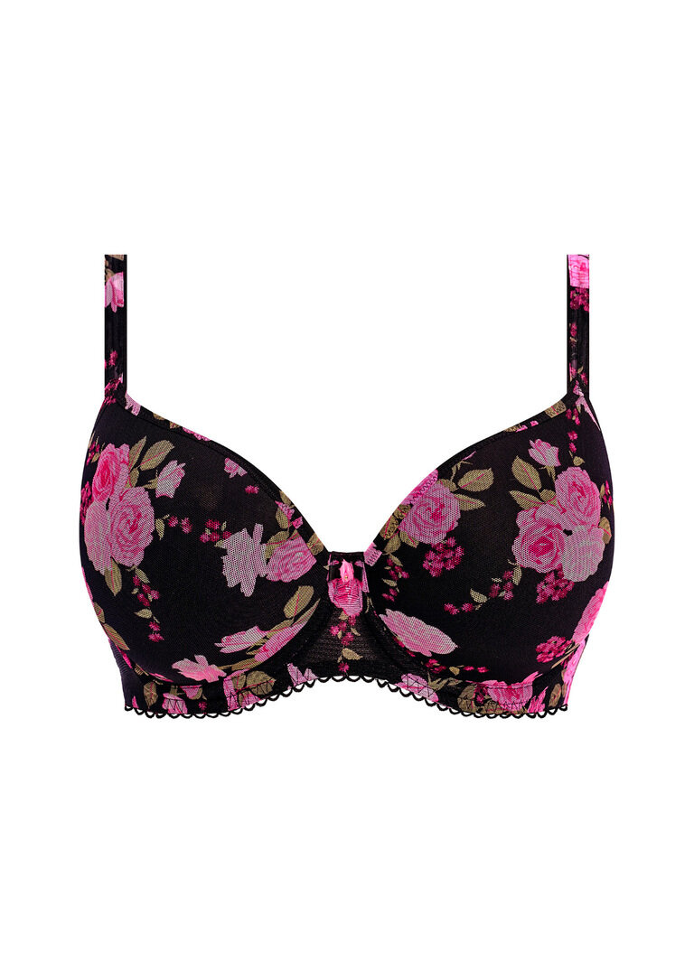 Biustonosz Freya ROSE BLOSSOM AA402431BKR Uw Moulded Plunge T-shirt Bra Black Rose